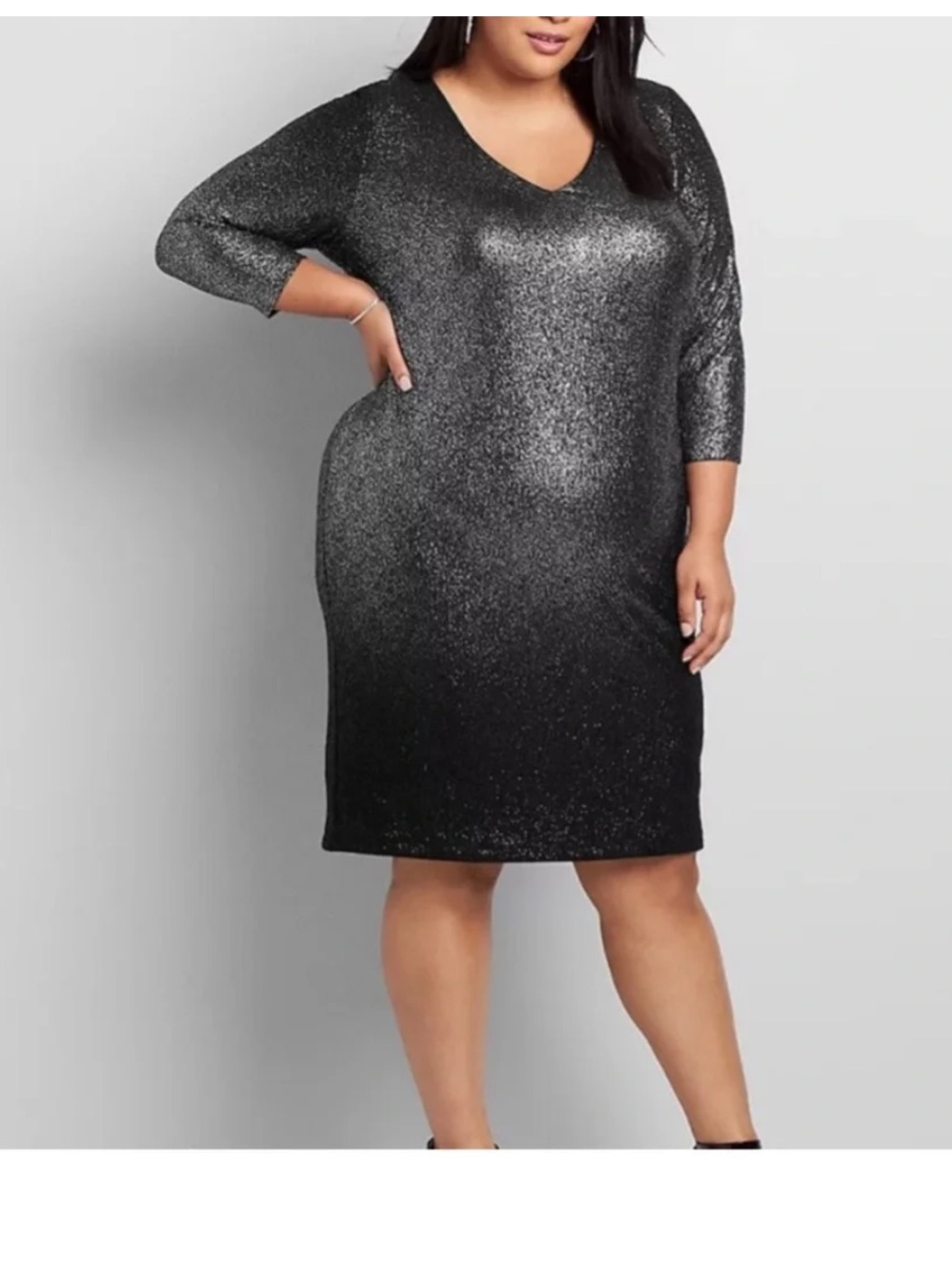 Lane Bryant Metallic Sheath Dress - Black size 18/20